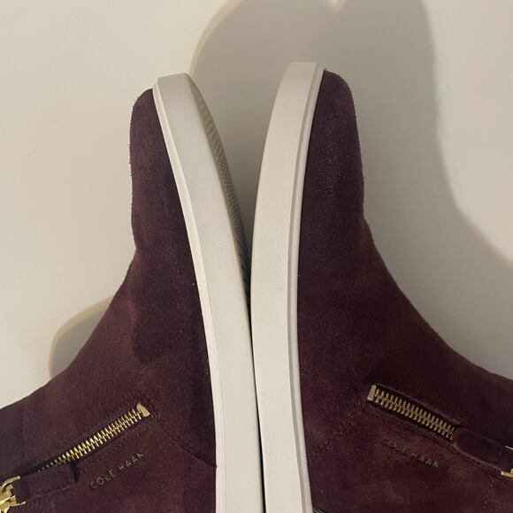 Cole Haan Women’s Suede Sneakers Grand Crosscourt Ankle Mid Top sz 8.5 B Maroon - Picture 11 of 14